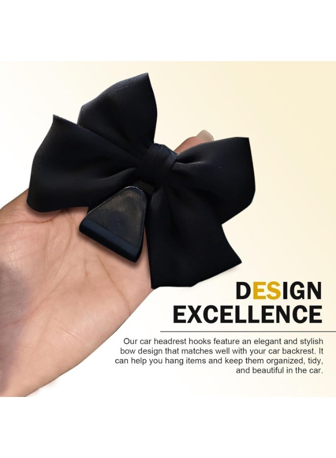 2PCS Car Seat Headrest Hooks, Cute Bow Vehicle Hooks for Purses and Bags, Automotive Purse Hook Hanger Interior Decoration Accessories, Universal for SUV, Sedan, Truck (Black) - Image 4