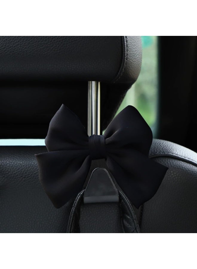 2PCS Car Seat Headrest Hooks, Cute Bow Vehicle Hooks for Purses and Bags, Automotive Purse Hook Hanger Interior Decoration Accessories, Universal for SUV, Sedan, Truck (Black) - Image 3