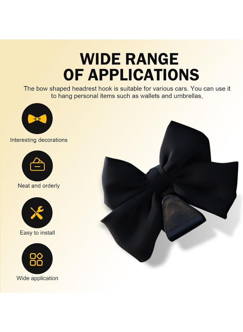 2PCS Car Seat Headrest Hooks, Cute Bow Vehicle Hooks for Purses and Bags, Automotive Purse Hook Hanger Interior Decoration Accessories, Universal for SUV, Sedan, Truck (Black) - Image 5