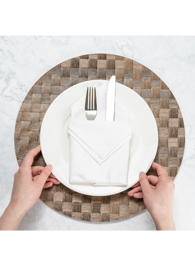 Restaurantware مفرش طاولة دائري من ماكروويف 15 بوصة، مجموعة من 6 مفرش طاولة دائري - متين، سهل التنظيف، مفرش طاولة بلاستيكي بني للطاولة، للمنازل أو المطاعم - Image 5