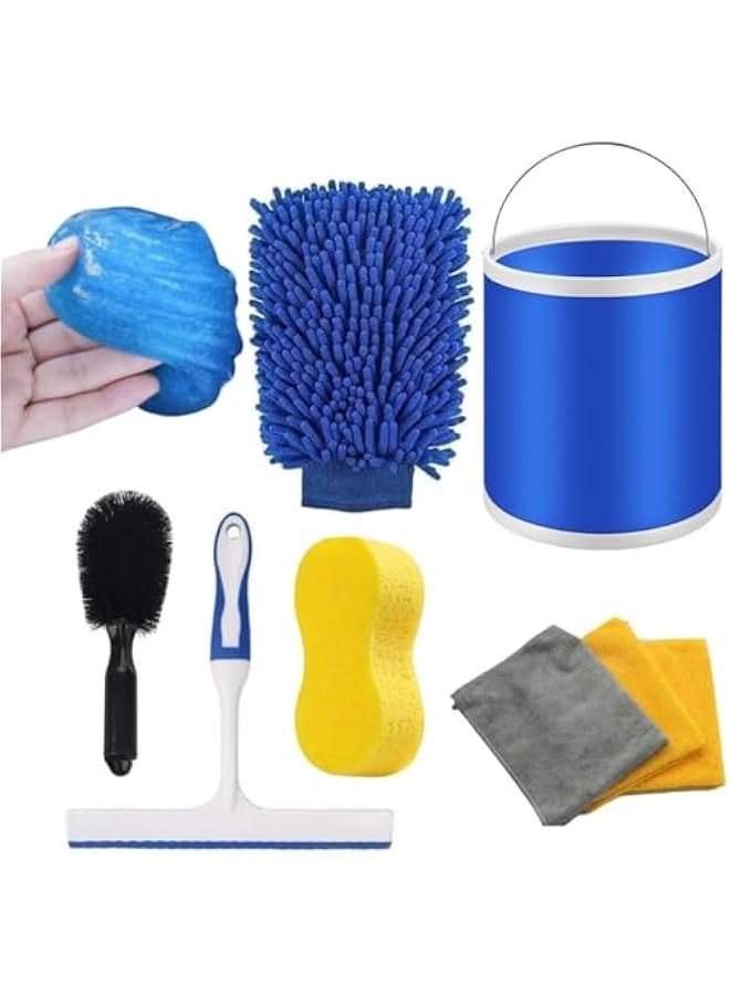 TRASSLE Car Detailing Set Car Wash Cleaning Tools Kit with Bag Collapsible Bucket Wash Mitt Sponge Towels Tire Brush Window Scraper Duster Complete Interior Car Care Kit  - Image 1