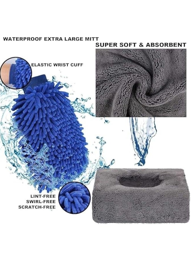 TRASSLE Car Detailing Set Car Wash Cleaning Tools Kit with Bag Collapsible Bucket Wash Mitt Sponge Towels Tire Brush Window Scraper Duster Complete Interior Car Care Kit  - Image 4