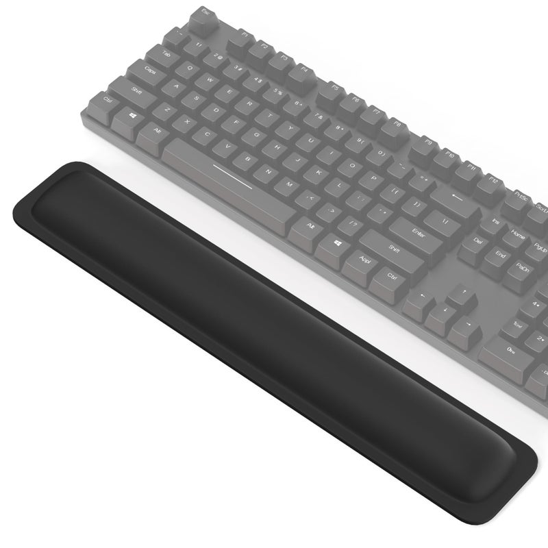 TECKNET Wrist Rest for Computer Keyboard, Thicken Memory Foam Wrist Support Pad for Keyboard, Ergonomic Palm Rest for Pain Relief, Anti-Slip Rubber Base, 17x3.3 in, 1 inch (25mm), Black - Image 1