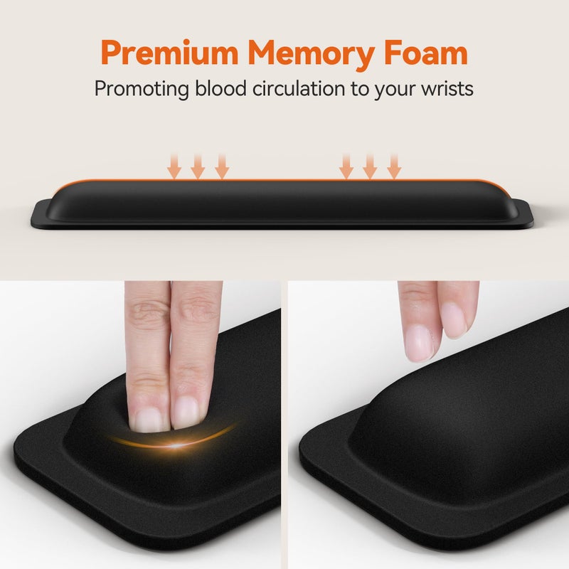 TECKNET Wrist Rest for Computer Keyboard, Thicken Memory Foam Wrist Support Pad for Keyboard, Ergonomic Palm Rest for Pain Relief, Anti-Slip Rubber Base, 17x3.3 in, 1 inch (25mm), Black - Image 3