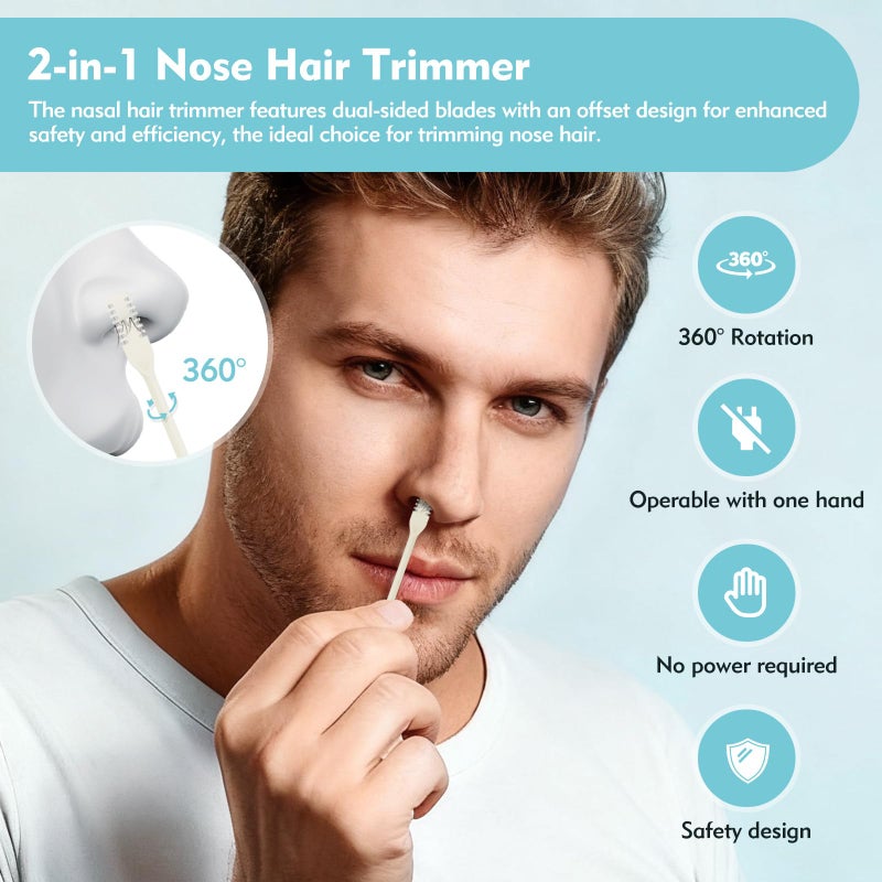 Kerros 5 Pcs Nasal Hair Cutter, Manual Nose Hair Trimmer for Men Women Double Sided Nasal Hair Trimmer 360Â° Rotating Nose Hair Remover (Cream Yellow) - Image 3