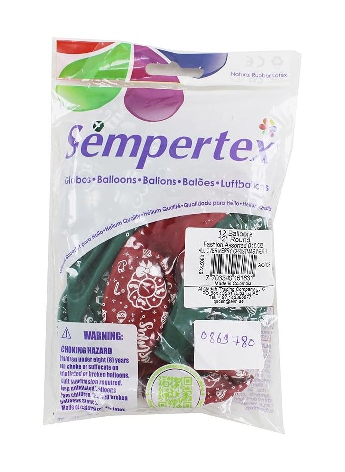 Sempertex Merry Christmas Wreath Balloons 12PCS/BAG Holiday-Themed Latex Balloons Festive Wreath Design Perfect for Christmas Parties Holiday Decorations Easy to Inflate Long-Lasting Eco-Friendly - Image 5