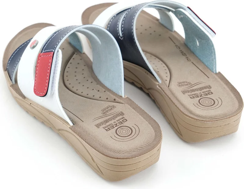 Gezer Women's Summer Artificial Leather Anatomical Soft Sole Single Velcro Adjustable High Heel Daily Slippers