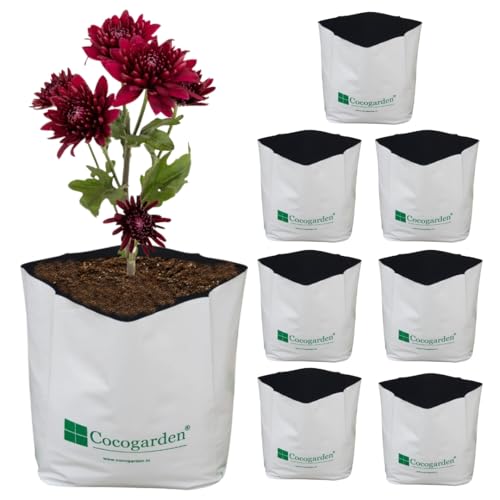 cocogarden UV Treated Poly Grow Bags for Terrace Gardening (24 x 24 x 40) cms (White, Pack of 8) | Home Gardening Plant Container Bag for Leafy Vegetable and Flower Plants - Image 1