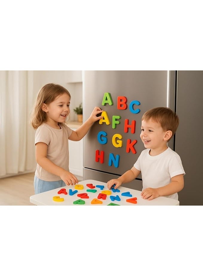 حروف إنجليزية كبيرة مغناطيسية – 26 قطعة ملونة لتعليم الحروف والتهجئة - Image 3