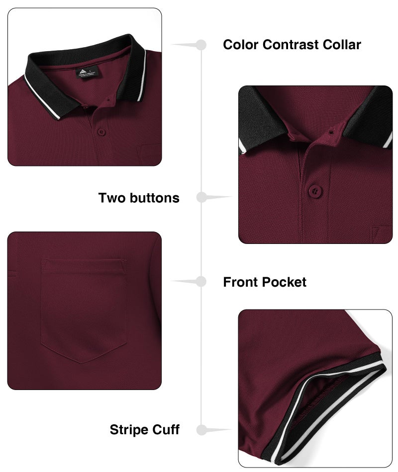 ZITY 3 Pack Men Polo Shirts Short Sleeve with Pocket Sport Wicking Shirts for Men Casual Athletic Collared T-Shirts - Image 4