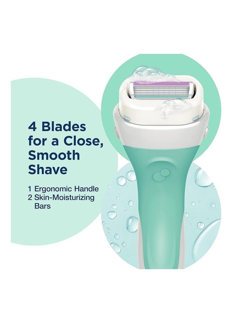 شيك مجموعة العناية الحساسة شِيك إنتويشن، لا حاجة لاستخدام جل الحلاقة، للنساء مع الألوة العضوية، ماكينة حلاقة واحدة، 2 خرطوشة - Image 4