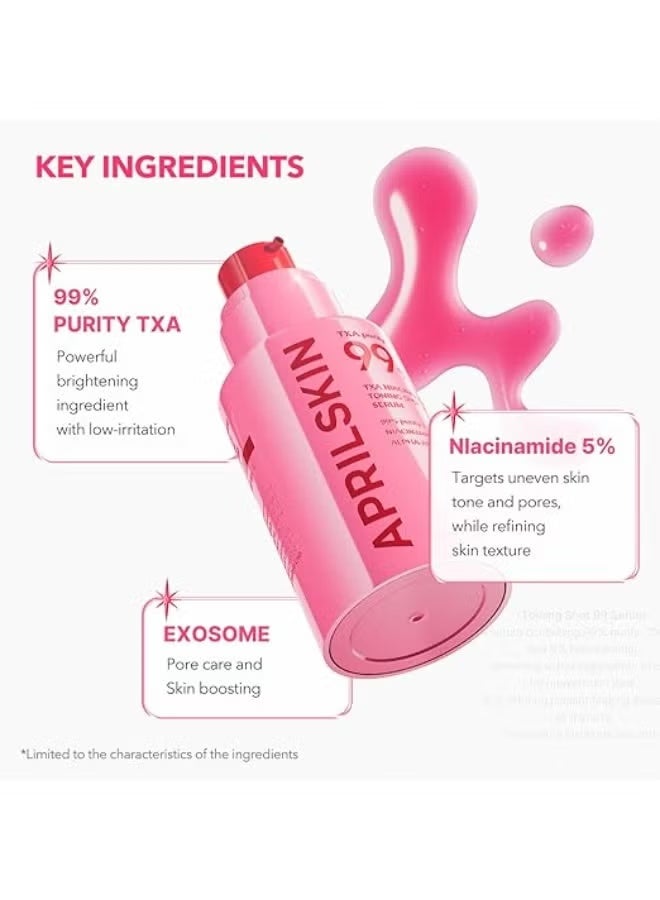 APRILSKIN TXA Niacinamide Toning Shot 99 Spicule Facial Serum｜Skin Booster Serum｜99% High-Purity Tranexamic Acid 3% + Niacinamide 5% for Uneven Skin Tone, Pore Care｜Korean Skin Care｜1.01 fl. oz. - Image 3
