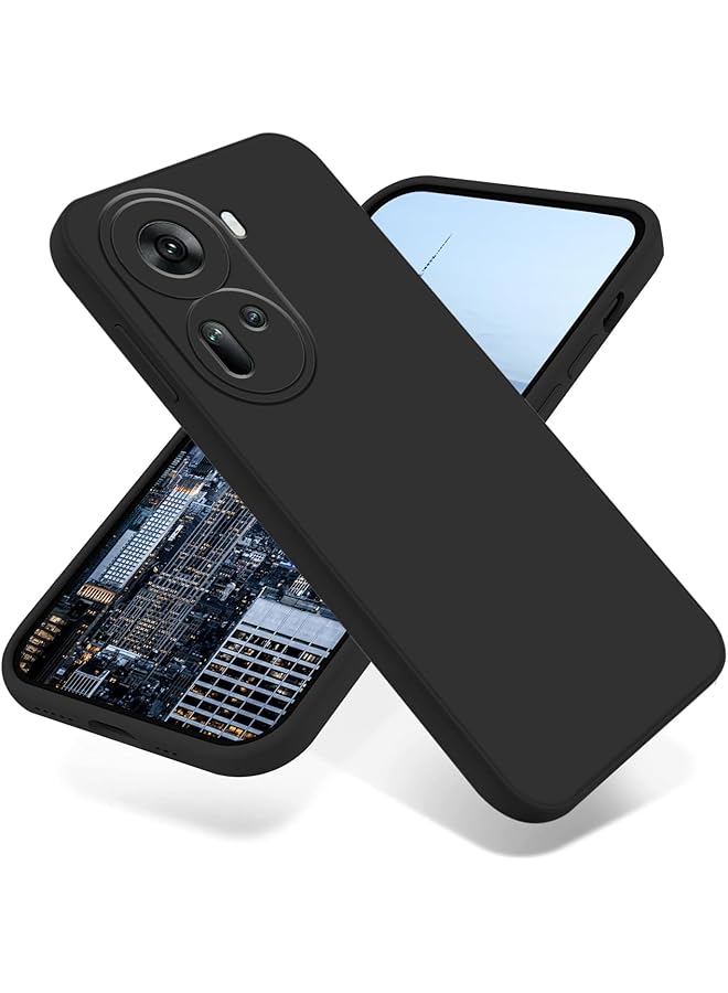 erorex Compatible With Silicone Case For Oppo Reno 11 Case Cover Anti Scratch Shockproof Silky Soft Touch Full Body Protective Phone Case Cover For Oppo Reno 11 Cover Case Black - Image 1