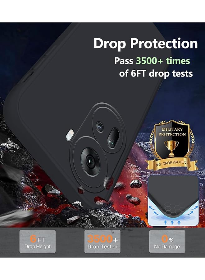 erorex Compatible With Silicone Case For Oppo Reno 11 Case Cover Anti Scratch Shockproof Silky Soft Touch Full Body Protective Phone Case Cover For Oppo Reno 11 Cover Case Black - Image 3