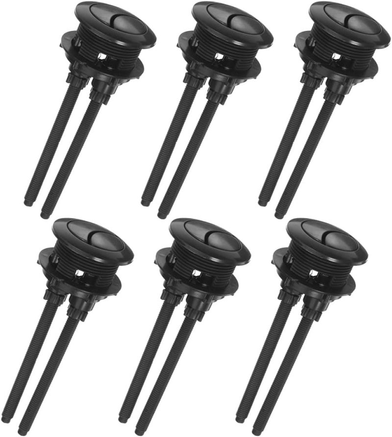 6pcs Dual Flush Toilet Flush Button Replacement Adjustable Water Flow Control Toilet Push Button Black Small Size - Image 1
