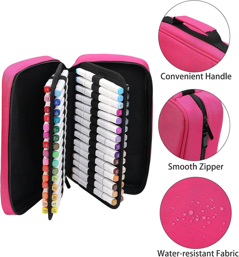BOMKEE 60 Slots Marker Organizer Case, Large Pencil Pouch for 60 Markers Big Capacity Pen Holder Storage Bag with Carrying Handle for Men Women - Image 4