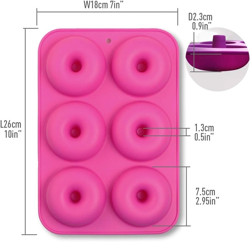 Cozihom 6-Cavity Silicone Donut Mold, Silicone Bagel Mold, Non-Stick Donut Mold, Food Grade Silicone, BPA Free, 3 Pcs - Image 5