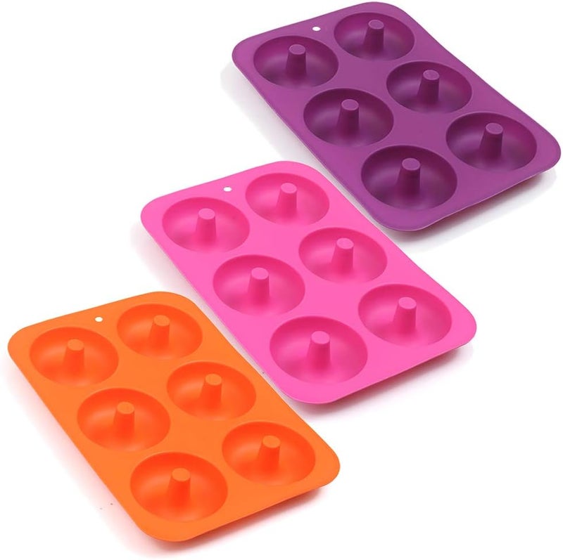Cozihom 6-Cavity Silicone Donut Mold, Silicone Bagel Mold, Non-Stick Donut Mold, Food Grade Silicone, BPA Free, 3 Pcs - Image 2