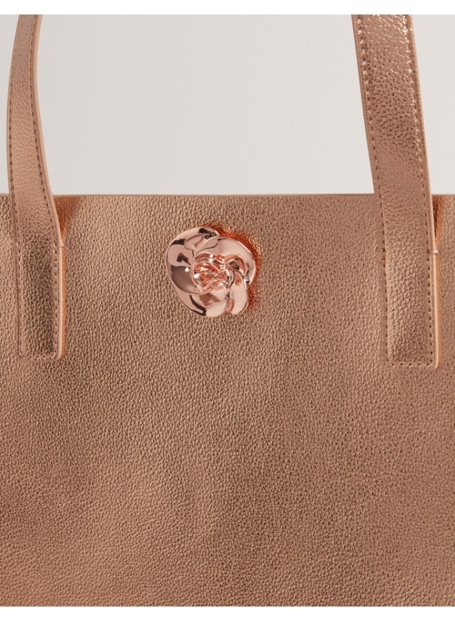 Ted Baker Rose Detail Metallic Large Icon Bag - Image 3