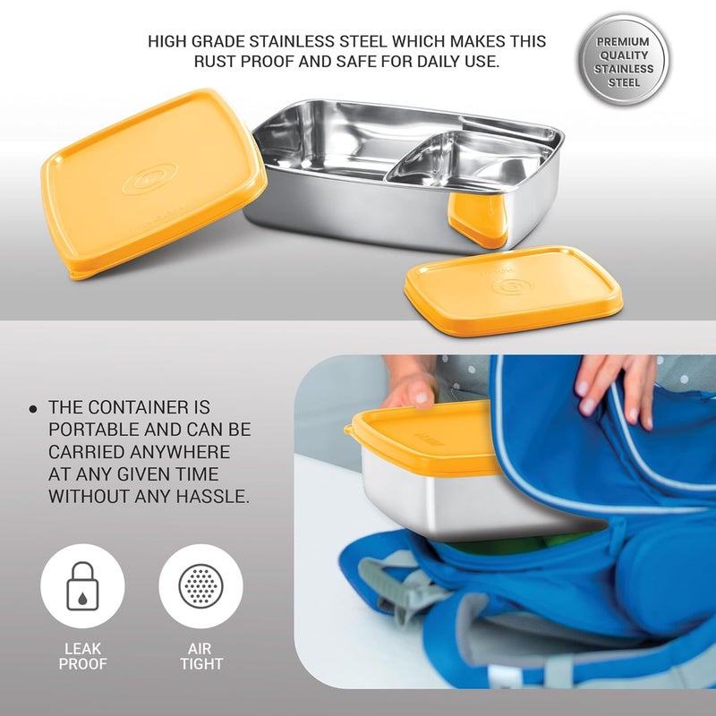 Milton MILTON Steel Pro Lunch Jr. Stainless Steel Container, set of 2 (700ml, 195ml) Yellow  - Image 4