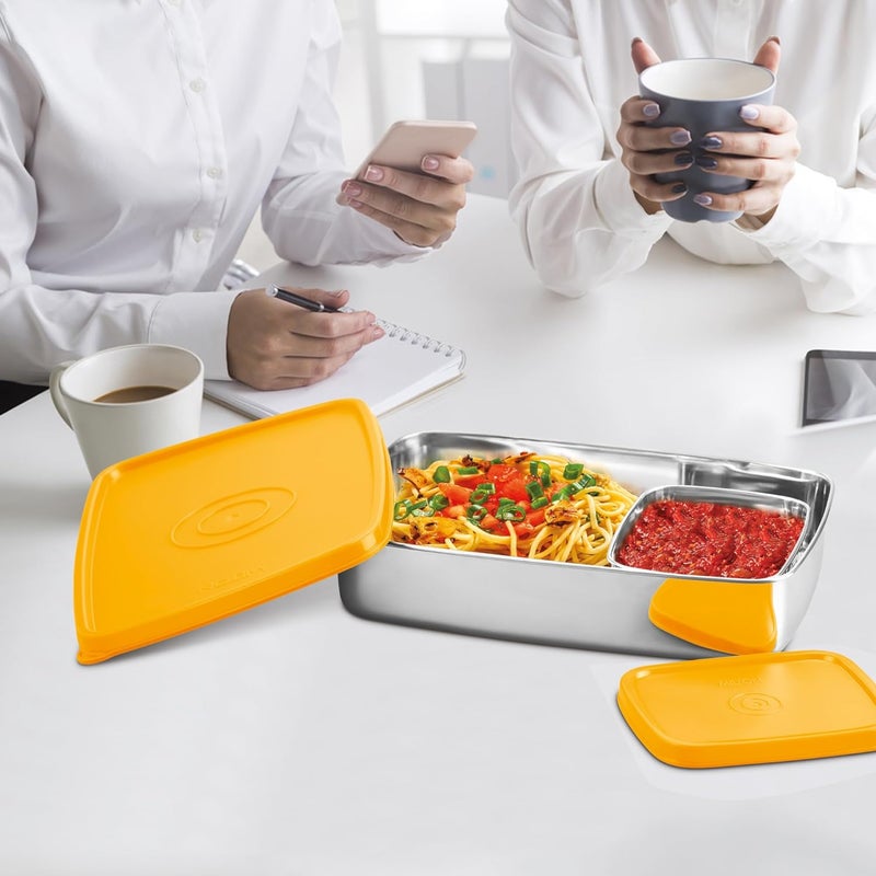 Milton MILTON Steel Pro Lunch Jr. Stainless Steel Container, set of 2 (700ml, 195ml) Yellow  - Image 5