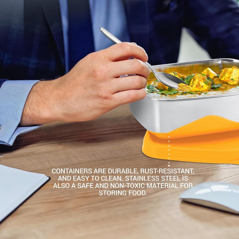 Milton MILTON Steel Pro Lunch Jr. Stainless Steel Container, set of 2 (700ml, 195ml) Yellow  - Image 3