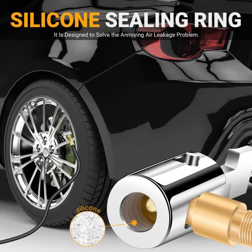 LUMITECO All Metal Lock On Air Chuck Tire Inflator Hose Adapter, Locking Tire Air Chuck with Standard Tire Valve Thread, No Air Leakage Tire Inflating Hose End for Portable Tire Pump/Air Compressor - Image 2