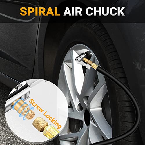 LUMITECO All Metal Lock On Air Chuck Tire Inflator Hose Adapter, Locking Tire Air Chuck with Standard Tire Valve Thread, No Air Leakage Tire Inflating Hose End for Portable Tire Pump/Air Compressor - Image 4