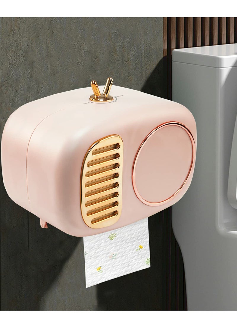 Excefore غطاء صندوق مناديل الوجه، حامل مناديل مرحاض معلّق على الحائط، حاوية مثبتة على الحائط للحمام، غرفة المعيشة، غرفة الطعام، غرفة النوم أو المكتب، أسطح مكتبية متنوعة، وردي - Image 2