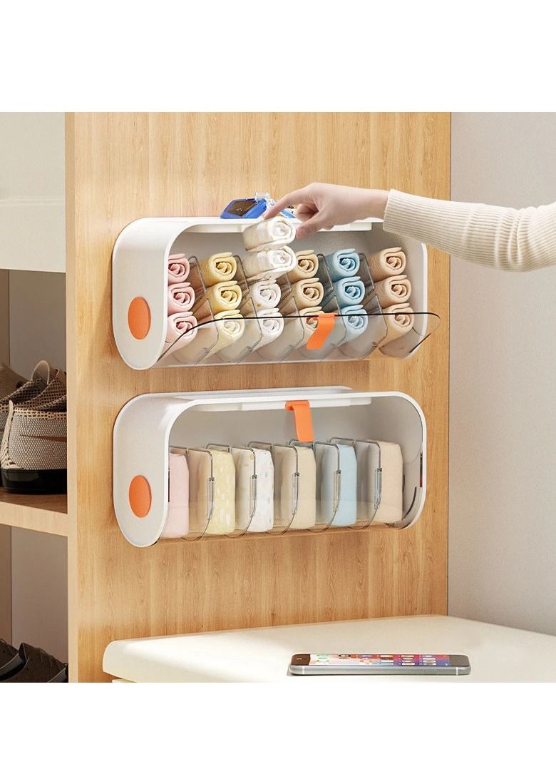 Meetion Wall Mounted Underwear Storage Box Socks Panties Storage Organizer 6 Cells (Pack of 1) - Image 1