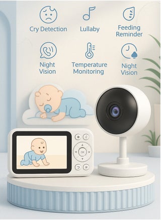 Baby Monitor with 2.8" Large Screen | 4x Zoom | Cry Detection | Two-Way Audio | Temperature Sensor | Lullabies | HD Night Vision | Alarm & Feeding Clock - pzsku/ZE3D557DB71C2219AF82BZ/45/1745232213/16a2c865-88c7-4c9d-991e-99950d705037