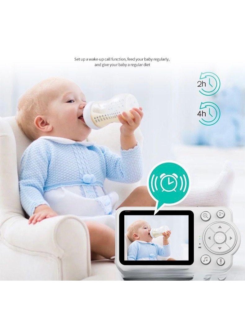 إي دوتس جهاز مراقبة الطفل بشاشة كبيرة 2.8" / تكبير 4 مرات / كشف البكاء / صوت ثنائي الاتجاه / مستشعر درجة الحرارة / تهويدات / رؤية ليلية عالية الدقة / ساعة إنذار وتغذية - Image 5