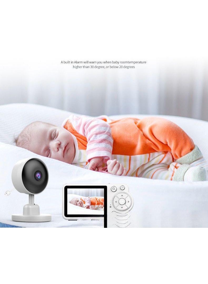 إي دوتس جهاز مراقبة الطفل بشاشة كبيرة 2.8" / تكبير 4 مرات / كشف البكاء / صوت ثنائي الاتجاه / مستشعر درجة الحرارة / تهويدات / رؤية ليلية عالية الدقة / ساعة إنذار وتغذية - Image 4