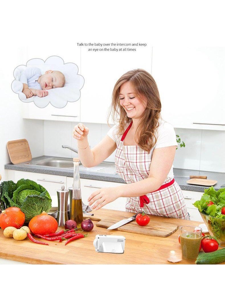 إي دوتس جهاز مراقبة الطفل بشاشة كبيرة 2.8" / تكبير 4 مرات / كشف البكاء / صوت ثنائي الاتجاه / مستشعر درجة الحرارة / تهويدات / رؤية ليلية عالية الدقة / ساعة إنذار وتغذية - Image 3