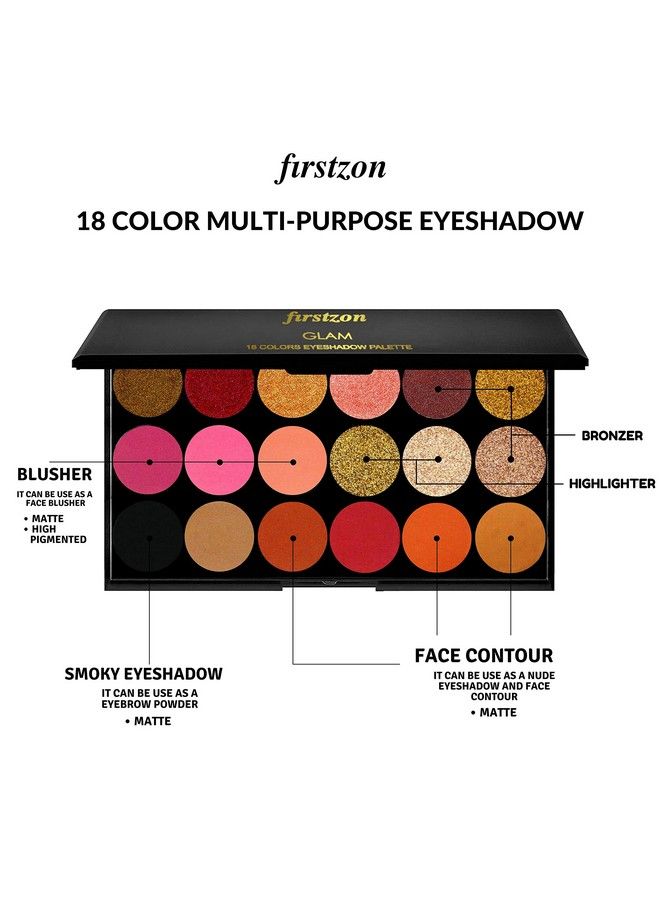 FIRSTZON 18 Color Combo Eyeshadow Palette Multicolor 22 G Matte & Shimmery Finish - Image 4