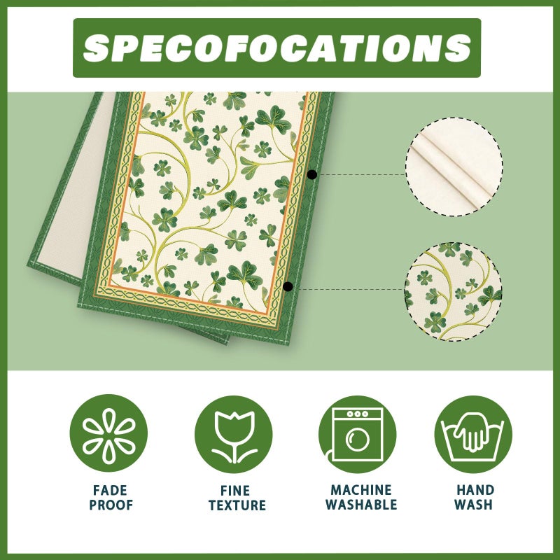 XCHI Shamrocks Clovers St. Patrick's Day Table Runner Table Decoration for Party Home Kitchen Dining Holiday Decor 13x72 Inch - Image 5