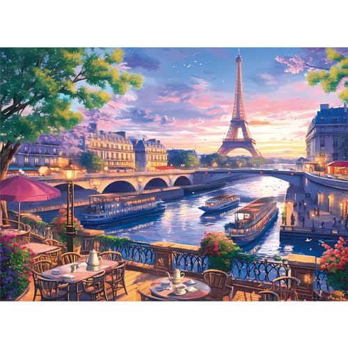 Edsjegn 300 Piece Puzzle for AdultsBlooming Paris  Recycled Cardboar Jigsaw Puzzles 300 Pieces  Challenging Family Activity Great Gift Idea for Family Friends  Difficult Puzzles Size 205X 15 inches - Image 1