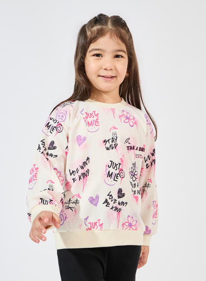 Styli All Over Print Sweatshirt with Dropped Shoulder - Image 1