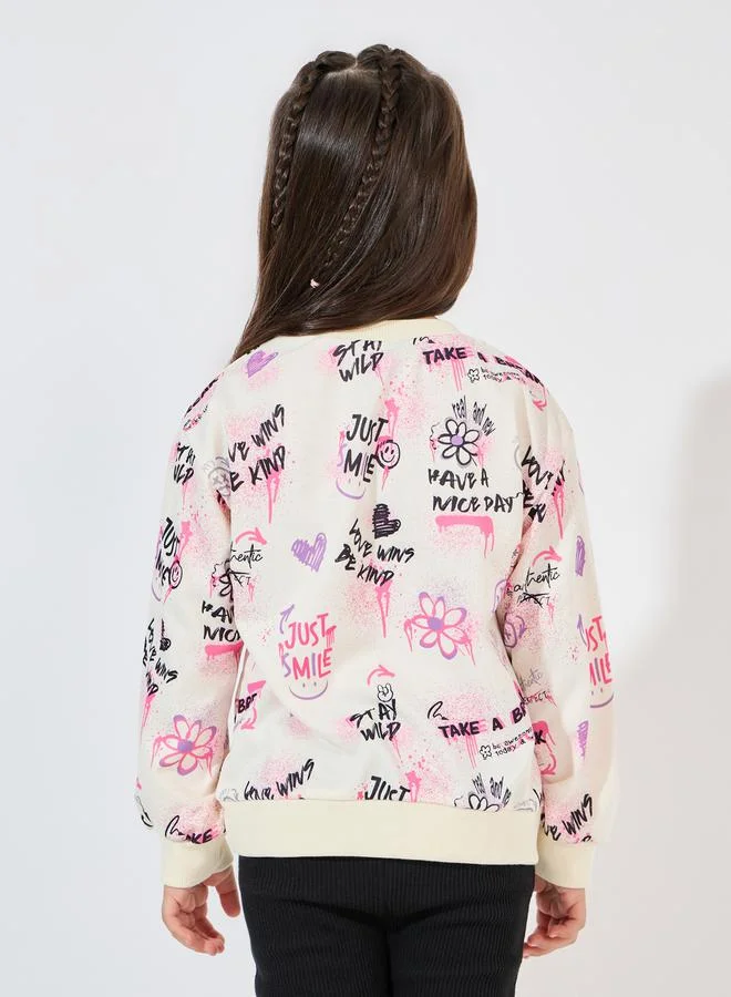 Styli All Over Print Sweatshirt with Dropped Shoulder
