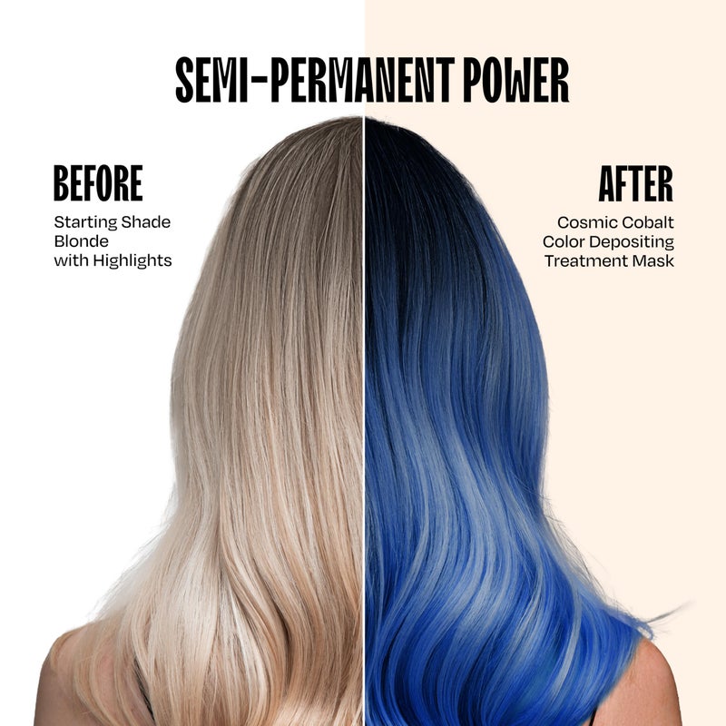 Overtone Semi Permanent Hair Color Conditioner, Extreme Blue is Cosmic Cobalt, 8 oz, Nourishing, Damage-Free, Color Depositing Mask for All Hair Types with Shea Butter & Coconut Oil, Vegan - Image 2