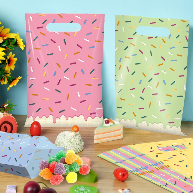 Hallswl 50pcs Ice Cream Party Favor Plastic Treat Bags,Ice Cream Candy Bag,4 Color Sprinkles Goodie Bag for Icecream Theme party decorations and Summer Birthday Party Supplies - Image 4