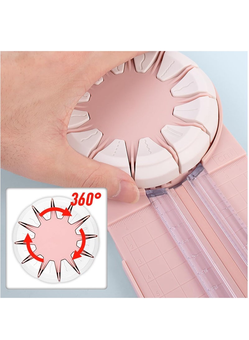 Paper Cutter - 12 in 1 Versatile Paper Craft Machine, Professional Paper Cutting Tool with Wave and Straight Blades, Ideal for Scrapbooking and Card Making(Pink) - Image 2