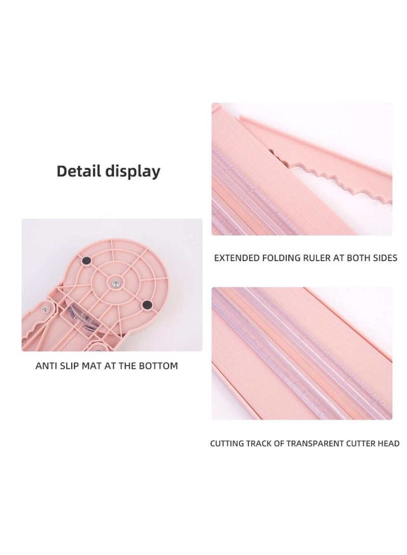 Paper Cutter - 12 in 1 Versatile Paper Craft Machine, Professional Paper Cutting Tool with Wave and Straight Blades, Ideal for Scrapbooking and Card Making(Pink) - Image 5