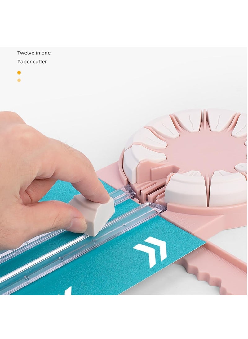 Paper Cutter - 12 in 1 Versatile Paper Craft Machine, Professional Paper Cutting Tool with Wave and Straight Blades, Ideal for Scrapbooking and Card Making(Pink) - Image 4
