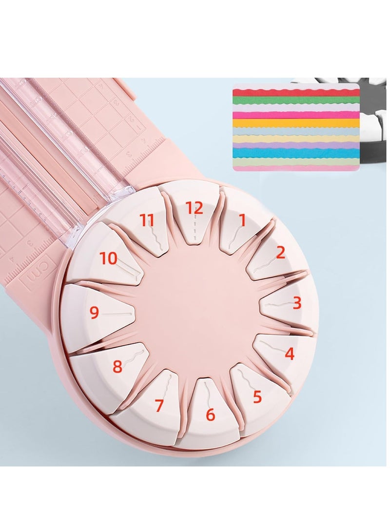 Paper Cutter - 12 in 1 Versatile Paper Craft Machine, Professional Paper Cutting Tool with Wave and Straight Blades, Ideal for Scrapbooking and Card Making(Pink) - Image 3