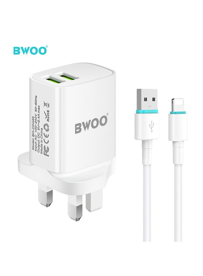 بوو طقم شحن بمنفذين مع كابل بيانات USB-A إلى Lightning - Image 1