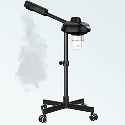 TASALON TASALON Steamer on Wheels for Professional Skin Rejuvenation Facial Steamer Kit for Home Spa Clinic Warm Mist Ozone Face Humidifier Pore Opener and CleanserBlack 