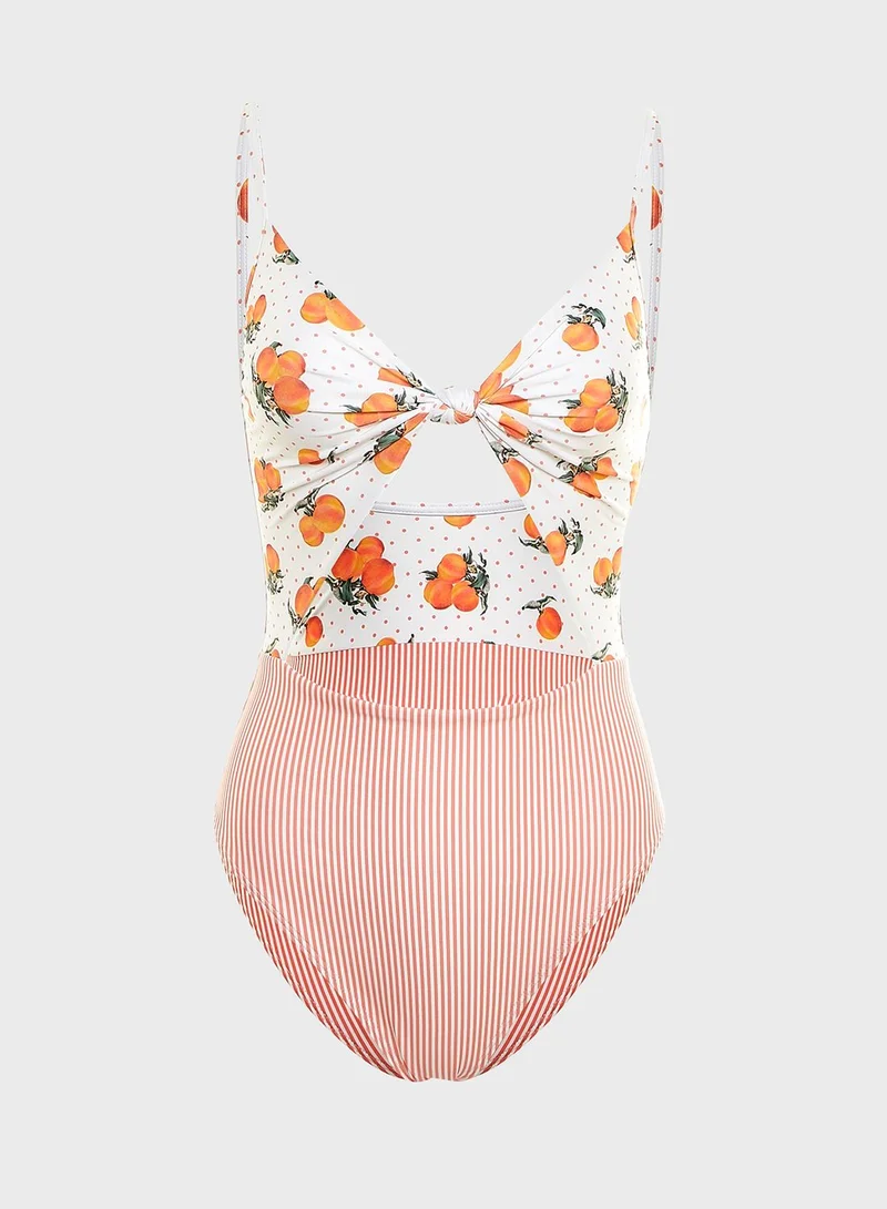 Boux Avenue Plunge Neck Cut Out Printed Swimsuit for Women Best