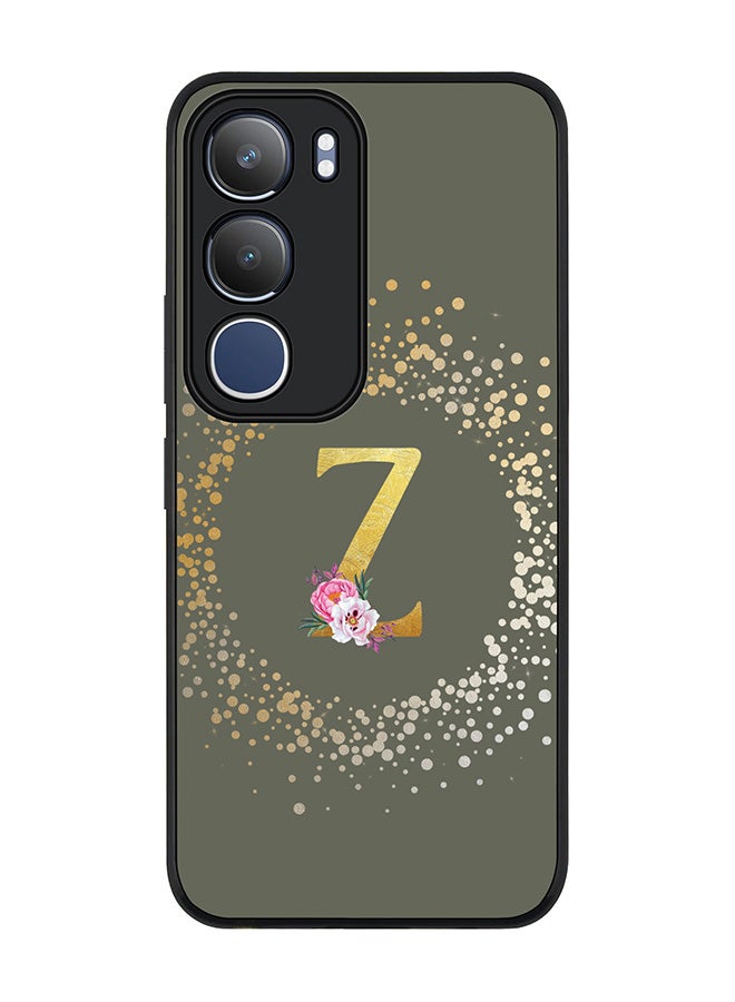 Stylizedd For vivo Y19s / Y19s Pro Case,Slim fit Camera Protection, Shockproof Thin Phone cover  - Custom Monogram Floral - Z  (Olive Green )