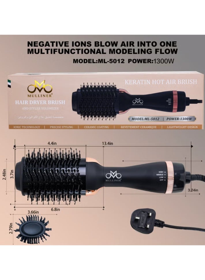 Mulliner 1300W Hair Dryer Brush and Styler Volumizer ML-5012 - Image 2